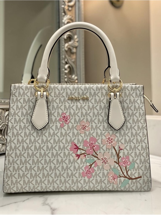 Michael Kors Handbags - Michael Kors Marilyn Medium Embellished Signature Logo Satchel